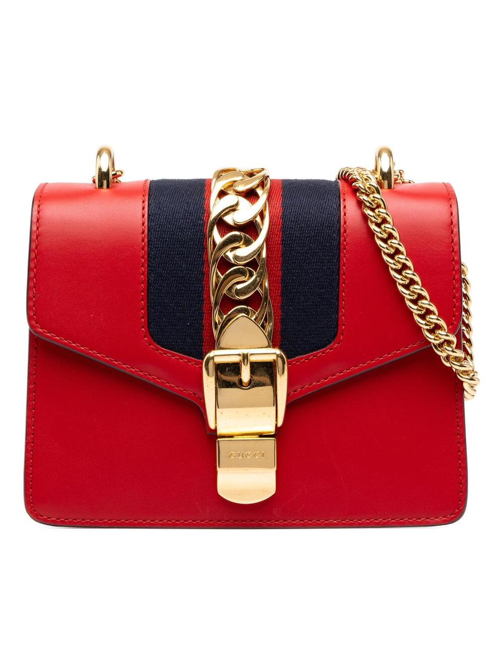 Gucci Mini Calfskin Web Sylvie Chain #373038G63B